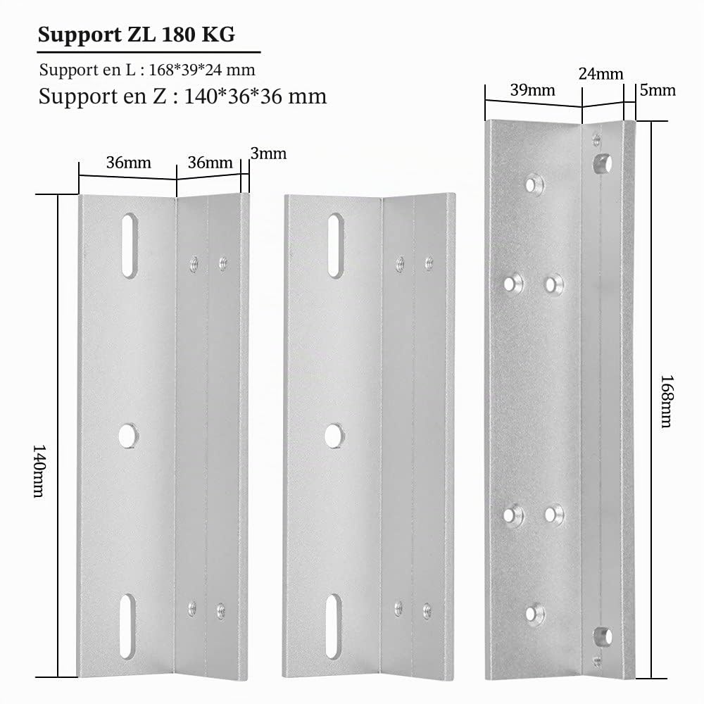Verrou 180kg 12V CC avec Support ZL | Force 180kg/350lbs, Verrou Électrique, pour Portes Bois/Métal/Verre, Sécurité Domestique.