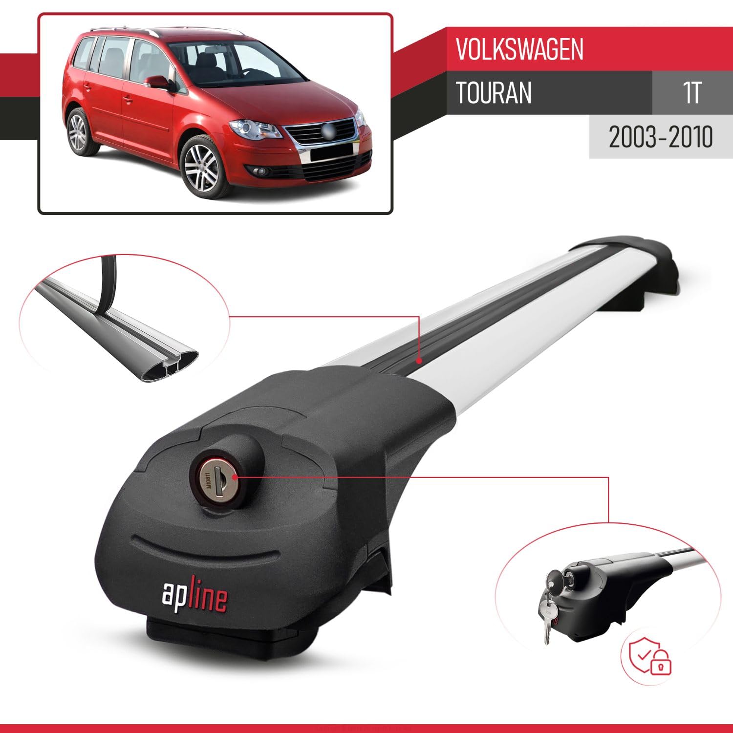 Compatibile con Volkswagen Touran 2003-2010 Barre Portatutto ACE-1 Portapacchi Barre Tetto GRIGIO