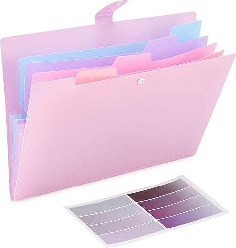 Maimis Carpeta de archivos expandible, carpetas de 5 bolsillos con etiquetas tamaño carta, organizador de archivos de acordeón portátil expandible