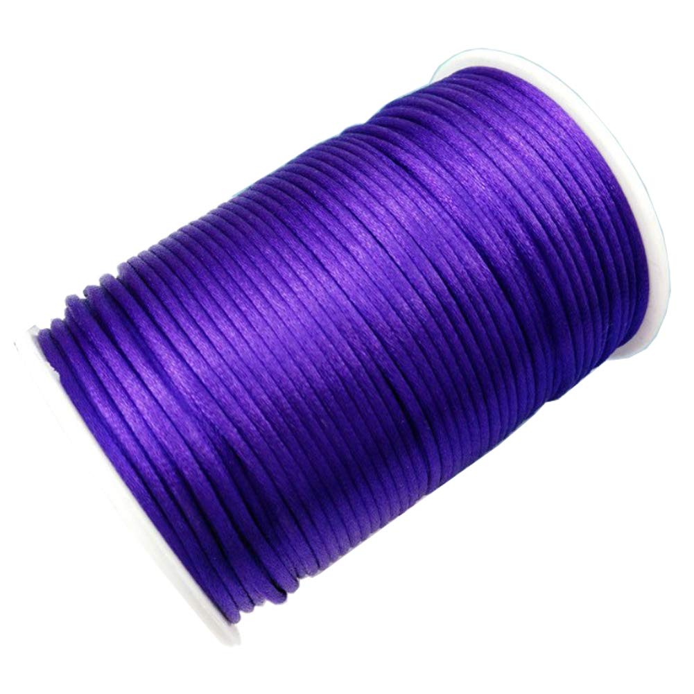 100 Yards Braided Nylon Cord 2.5MM Thread Beading Cord Rattail Satin Trim String Chinese Knotting Cord for DIY Arts Crafts Bracelet Jewelry Making Decor (Purple)