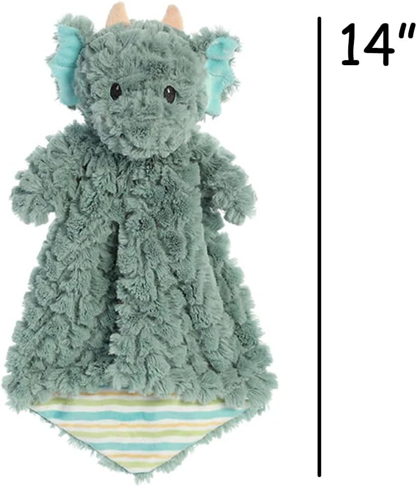 Ebba Baby Blanket Luvster with Stuffed Animal Plush for Girl or Boy Personalized with Custom Name (Green Dragon)