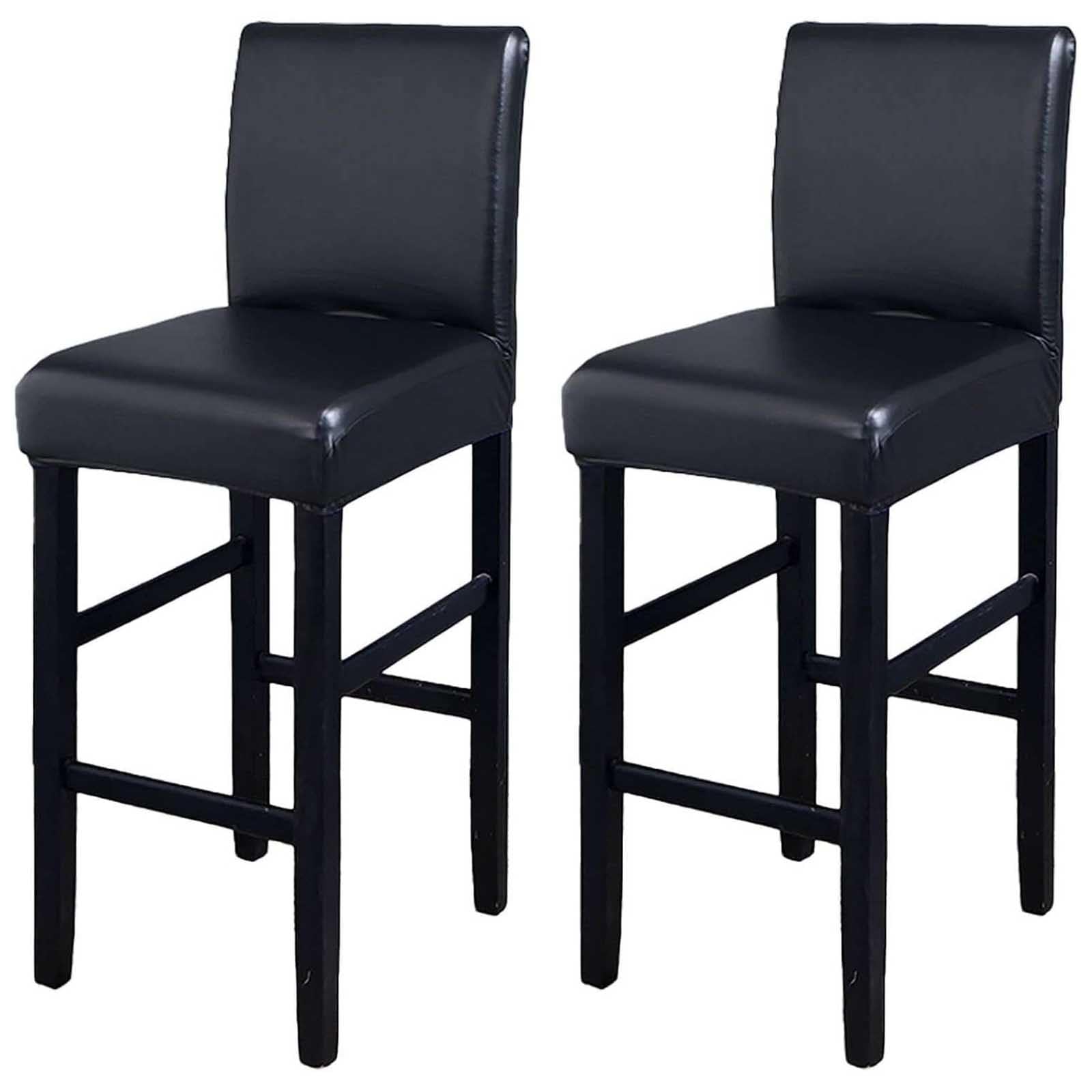 Leomix PU Waterproof Bar Stool Covers, Stretch Removable Barstools Covers, Counter High Leg Low Back Chair Covers, for Cafe Dining Room,D,2pack