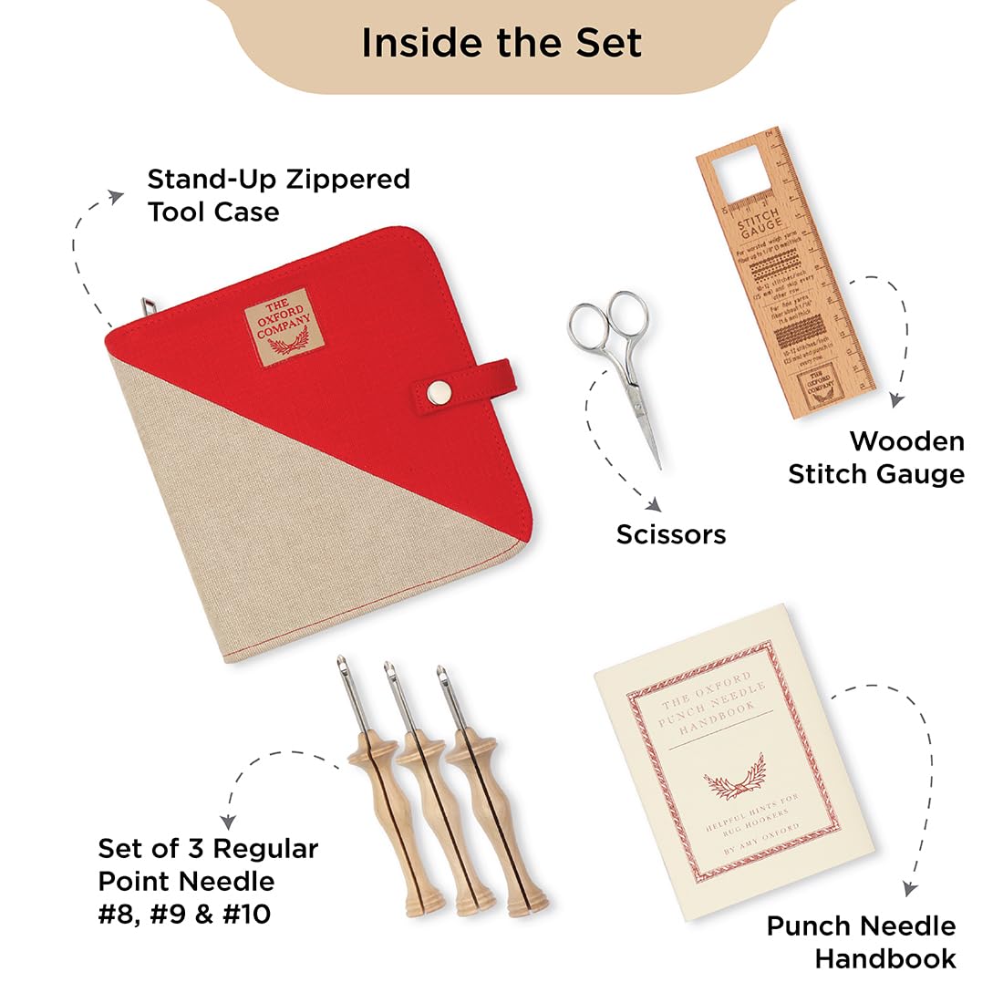 Oxford Punch needle set regular Naturel Wood 3-13mm - 1pc