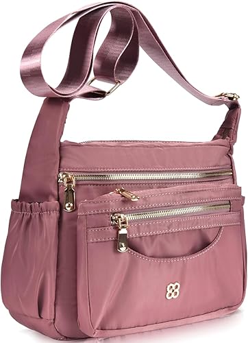 Bolso de Mensajero para Mujer de Nylon Impermeable Bolso de Hombro Bandolera Ligero para Viaje con Múltiples Bolsillos
