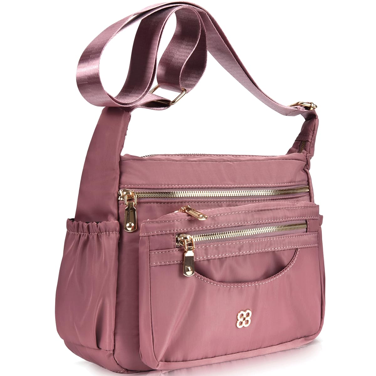 CAAORDKSO Messenger Bag for Women Nylon Waterproof Shoulder Purse Crossbody Bag Lightweight Travel Bag with Multiple Pockets