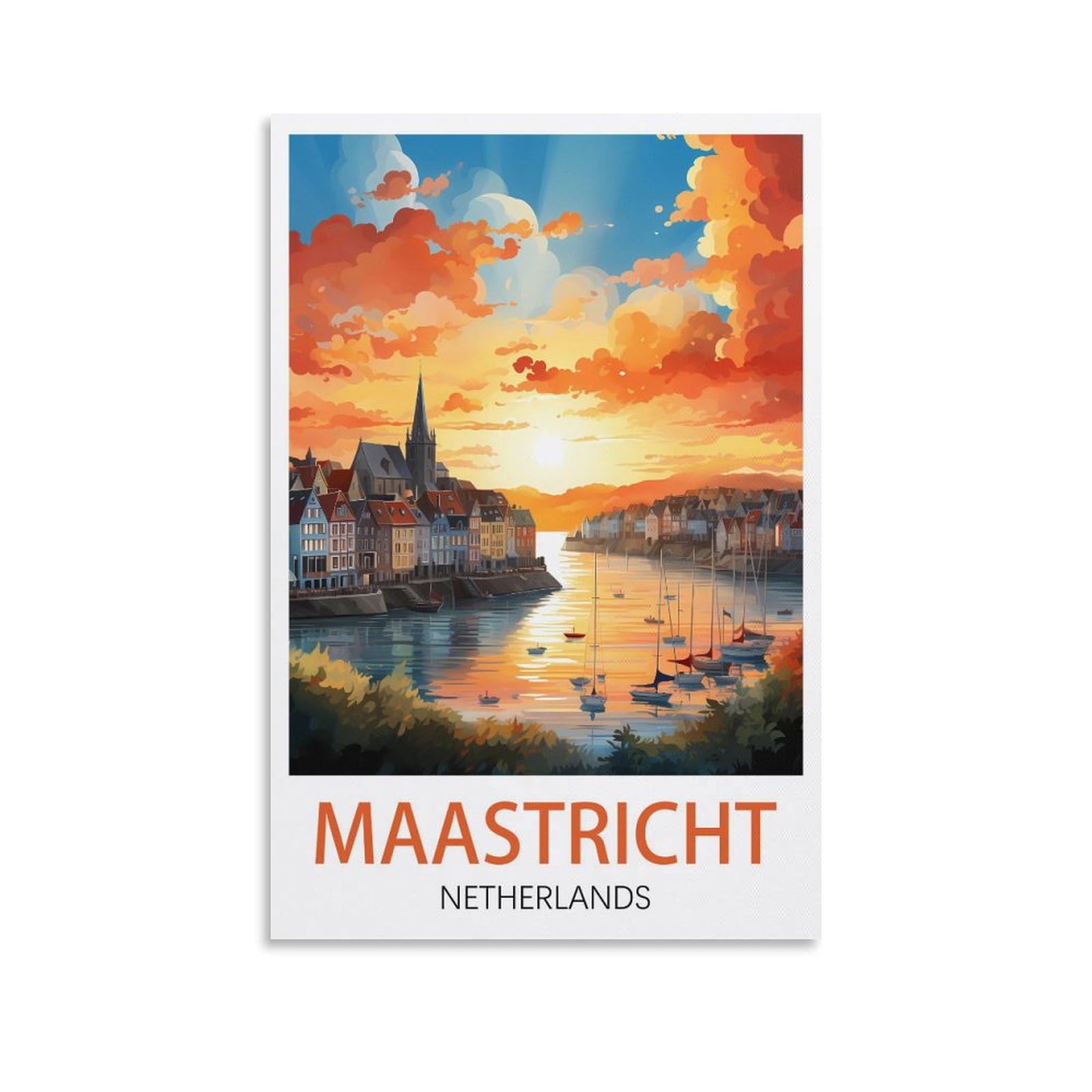 Retro Vintage Wall tin Plaque,Maastricht Netherlands,Art Plaque Poster Wall Decor for Home Tool Room Bar Club Restaurant Cafe 15x30cm