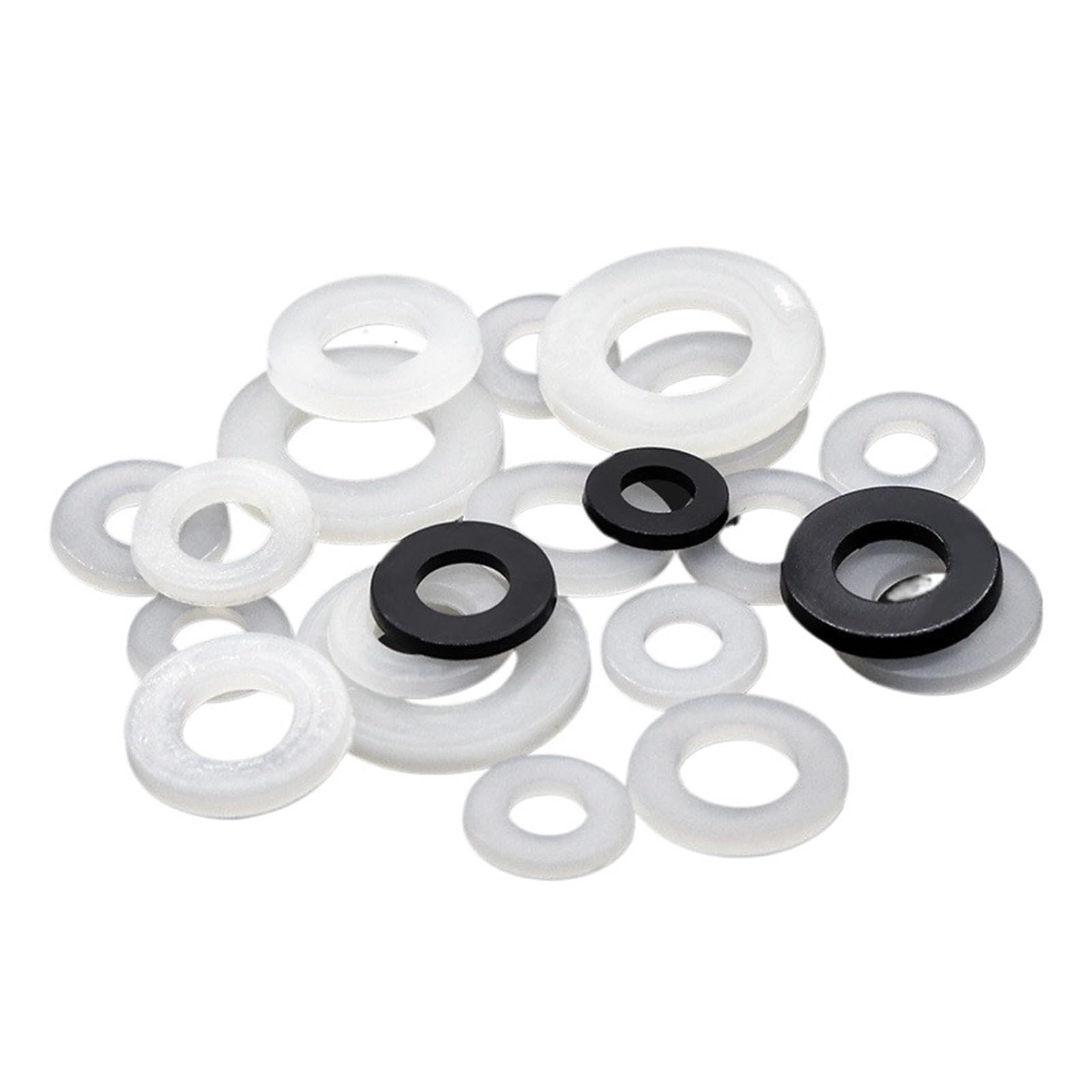 Arandelas de nailon blancas y negras de 1000/500 Uds M2 M2.5 M3 M4 M5 M6 M8 M10 M12 juntas de arandela plana de plástico(Black,M10x20x2 (500pcs))