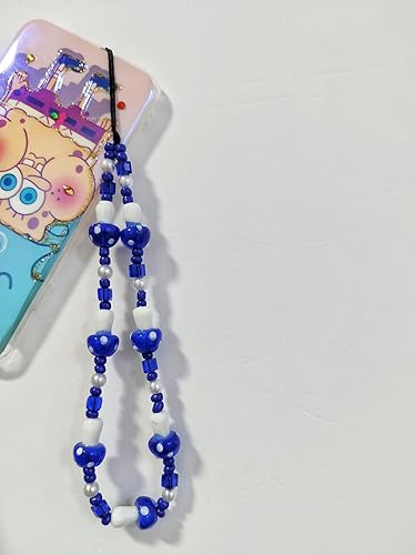 Miniatura 3 de 1  2 unidades de cordón con cuentas de hongos azulrojoverde para teléfono, accesorios estéticos, correa de muñeca dulce, cadena antipérdida para