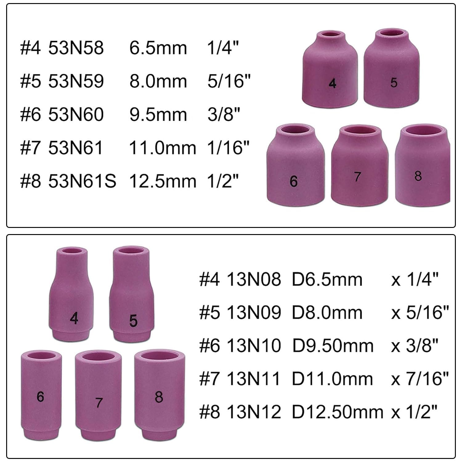 Kit Accessori per Saldatrice TIG 49 Pezzi, Torcia TIG con Ugelli Allumina, Lenti, Anello Silicone, Tazze Gas per WP-9/17/18/26