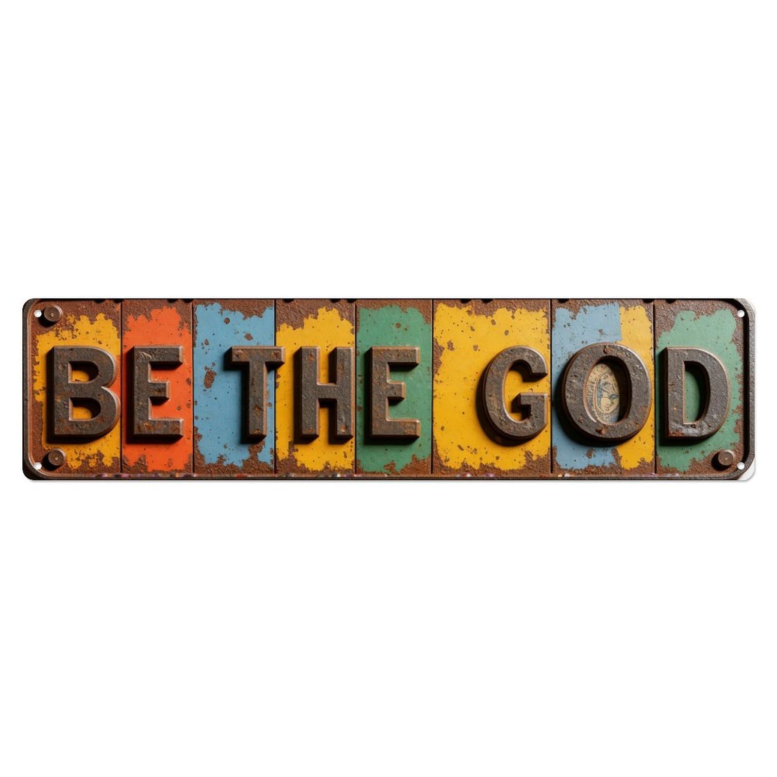 Iageret Vintage Be The God Metal Tin Sign Retro Wall Decor, Bar Garage Cafe Kitchen Home Wall Art Poster Decoration 4X16inches