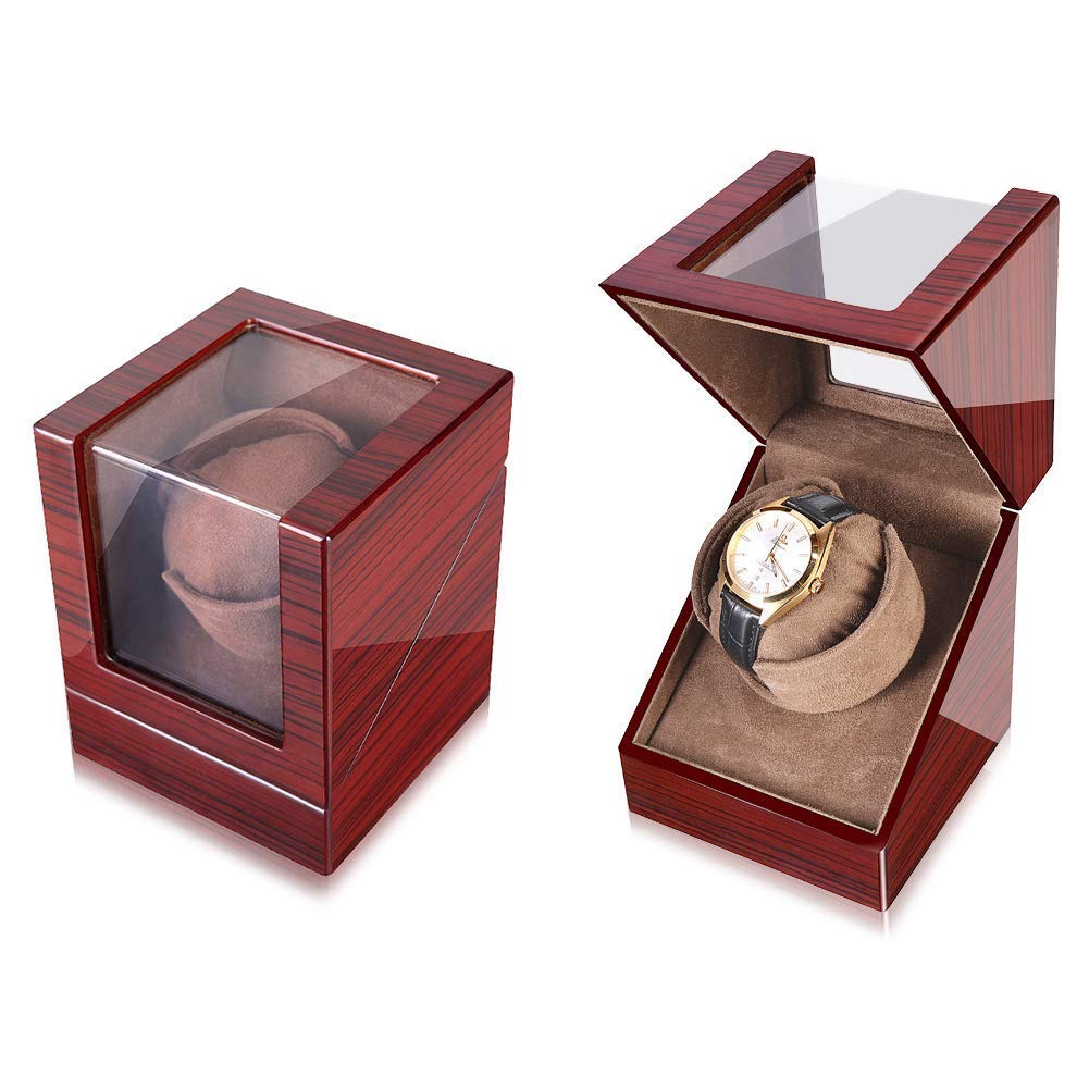 Guarda Winder Automatico Meccanico Orologio Meccanico Avvolgimento Avvolgitore per Orologio Singolo in Pelle con Moto Tranquillo Classico Watch Winder Table Storage Case (B) Watch Winder LWX