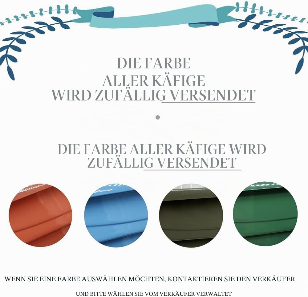 BPS Vogelkäfig aus Metall mit Futternapf für Tränke, Spring-Schaukel, zufällige Farbe (34,5 x 28 x 46 cm) BPS-1152