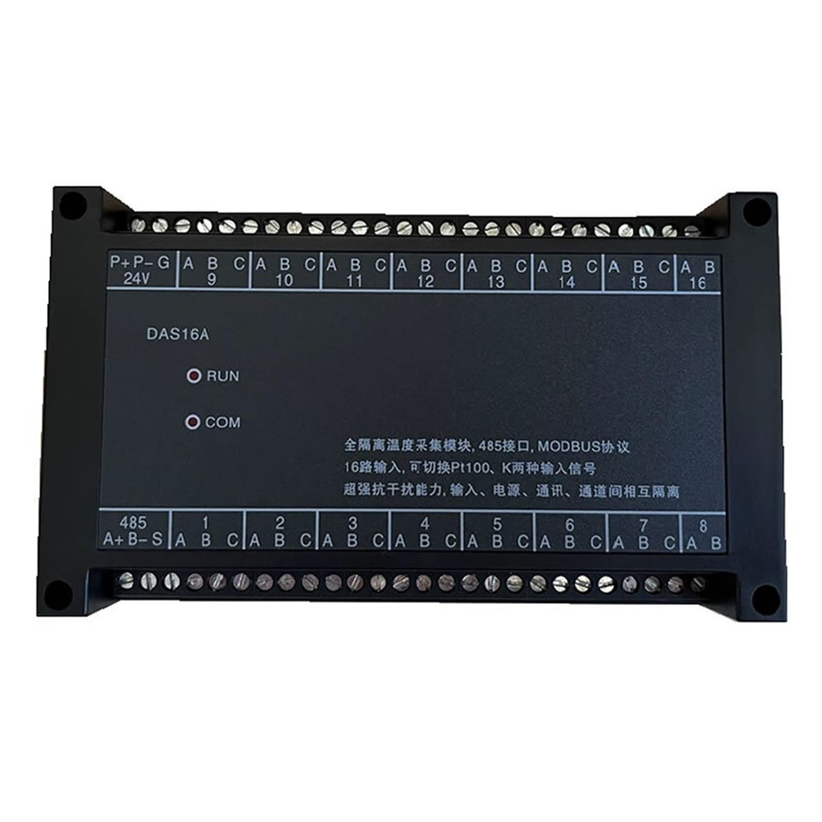 JJKKOZVQF 16-channel Temperature Acquisition Module Pt100, K Thermocouple Thermal Resistor Dual-purpose RS485 Interface
