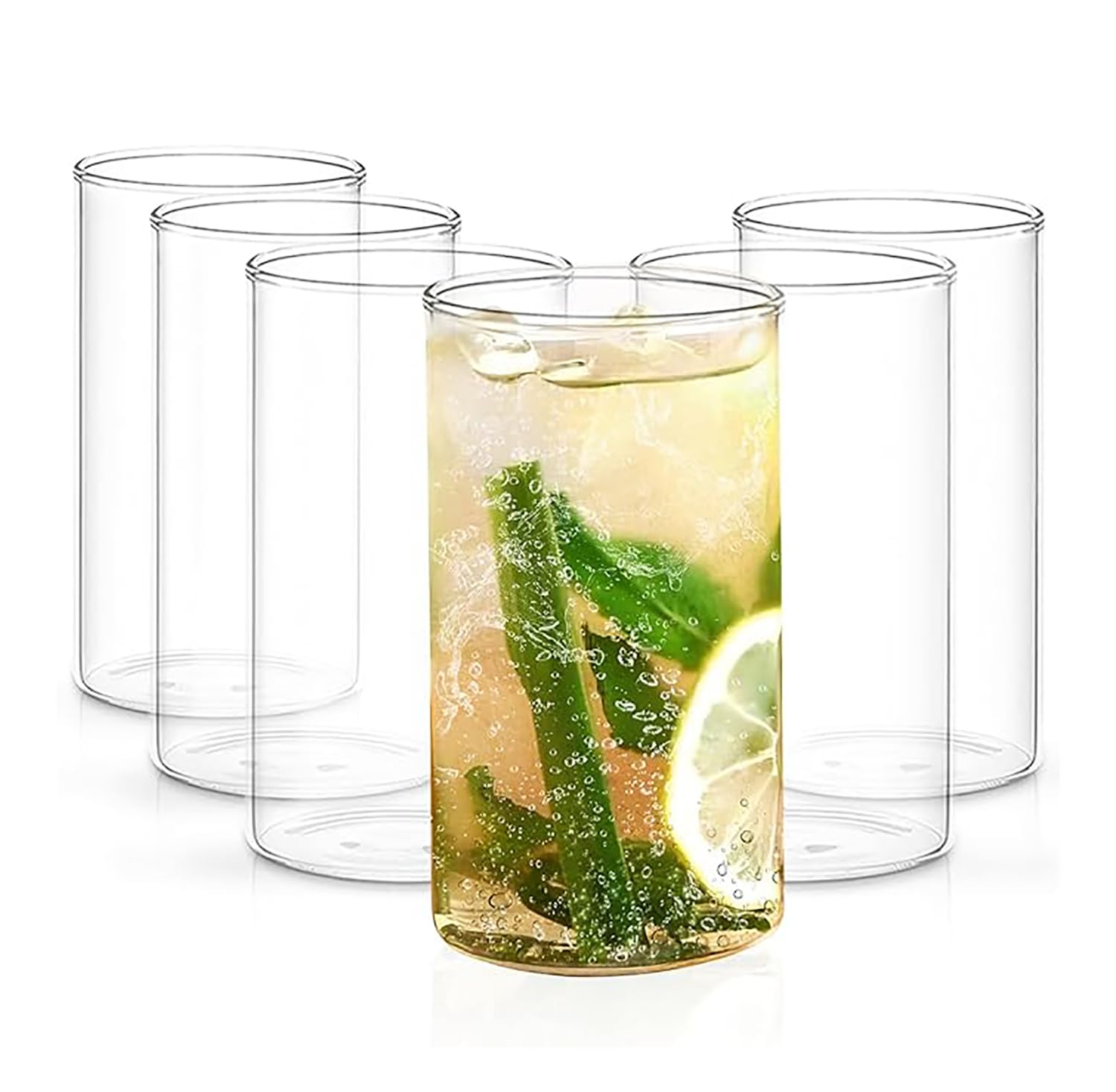 bellemax 300ML Juice and Water Glass Stylish Crystal Highball Drinking Glasses, Medium Size Tumbler Glasses for Juice, Water, Milk, lassi, Cocktails and Sharbat (TR-04, 6 Count (Pack of 1))
