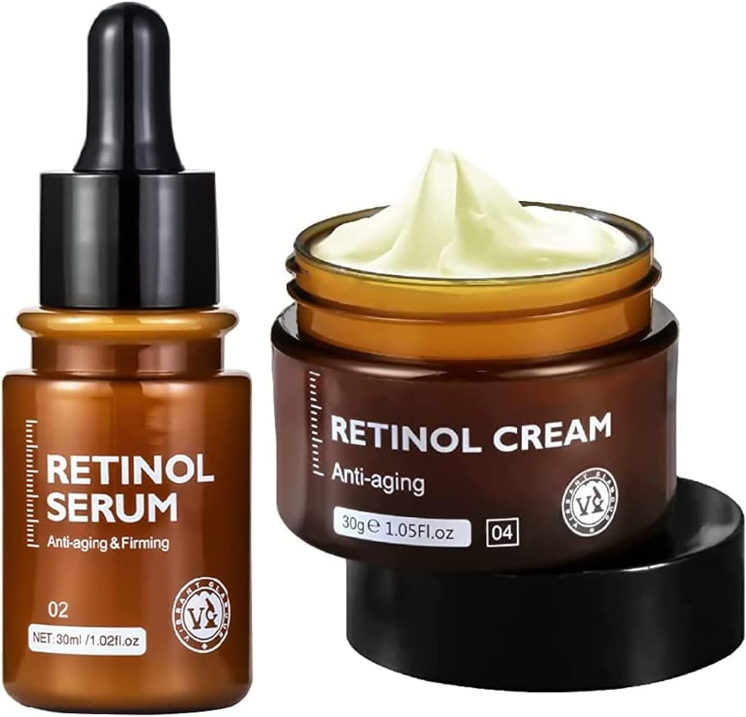 Retinol Face Cream 30g and Retinol Face Serum 30ml combination Anti-aging Firming Moisturizing Fade Fine Lines Deep Care Essence