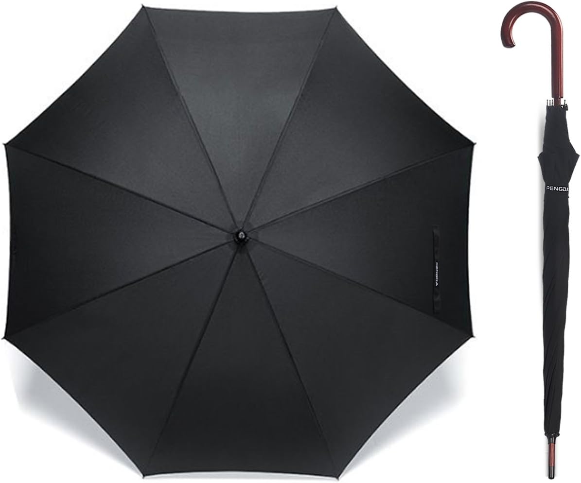 Automatic Travel Umbrella - Classic Umbrella 121 cm / 48 Inches Suitable for Men Men Women Light Stable Wood Handle Raincover Umbrellas for 2 Person