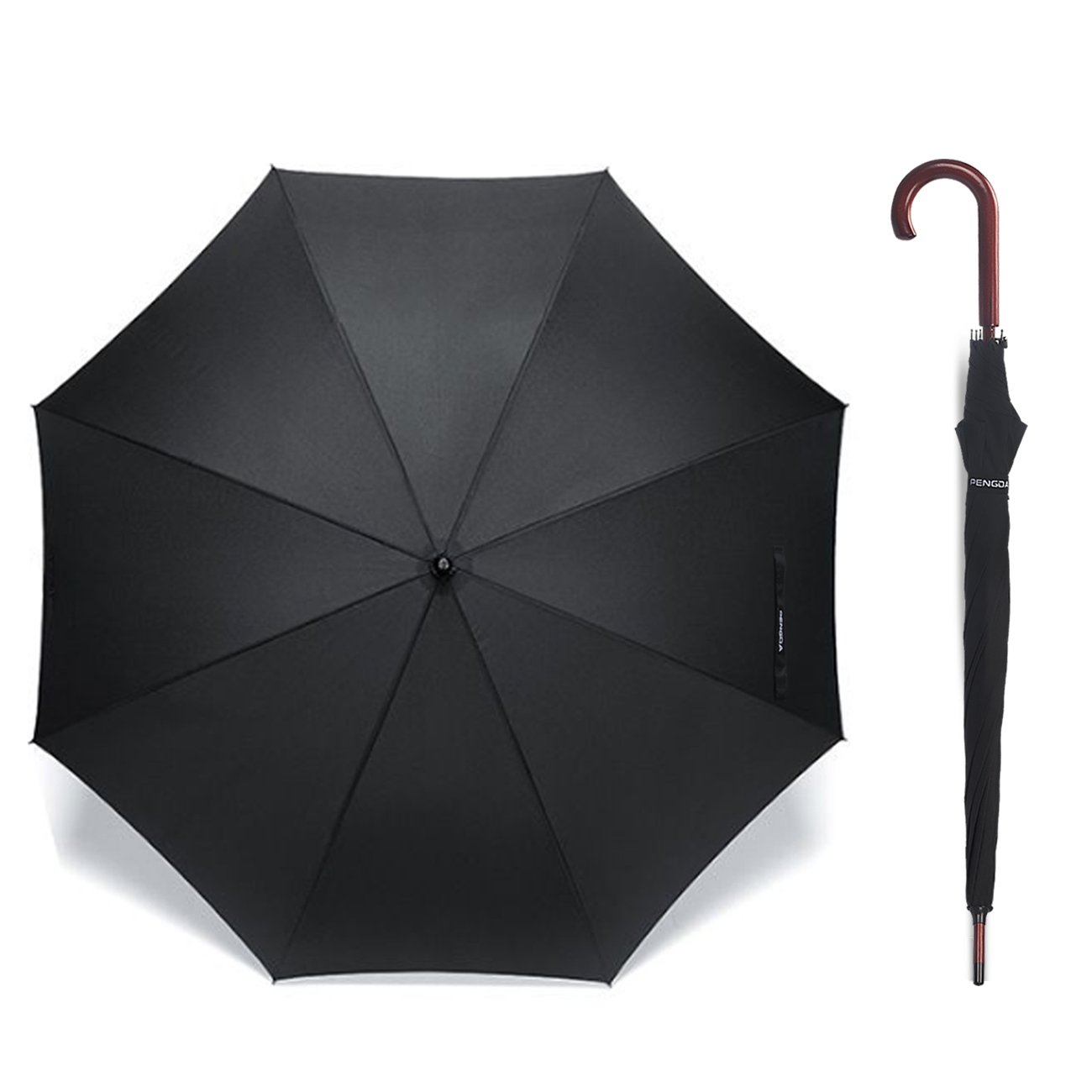 Automatic Travel Umbrella - Classic Umbrella 121 cm / 48 Inches Suitable for Men Men Women Light Stable Wood Handle Raincover Umbrellas for 2 Person