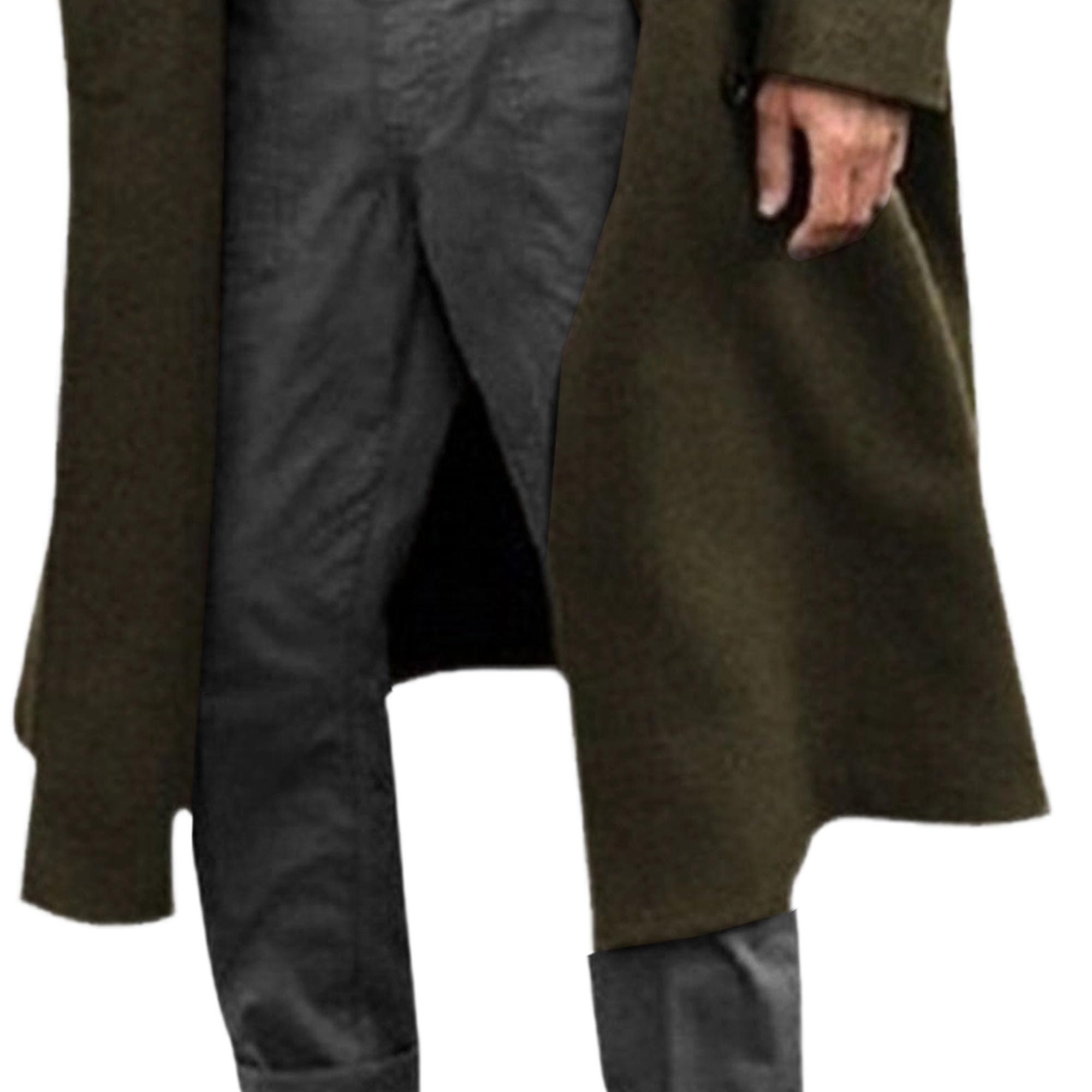 Gabardina larga con solapa de muesca para hombre, botonadura única, longitud a la rodilla, abrigo térmico de invierno, mezcla larga, abrigo casual