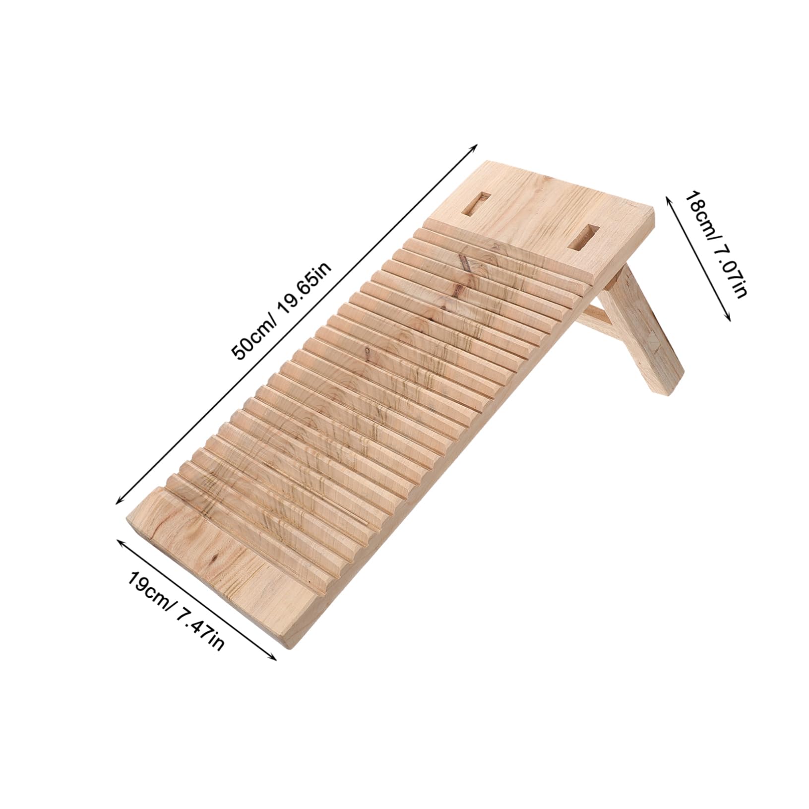 Asse da Lavare a Mano Rettangolare in Legno Massello 50x20x2,5 Cm Antiscivolo Piedi per Lavanderia Domestica e Uso in Viaggio