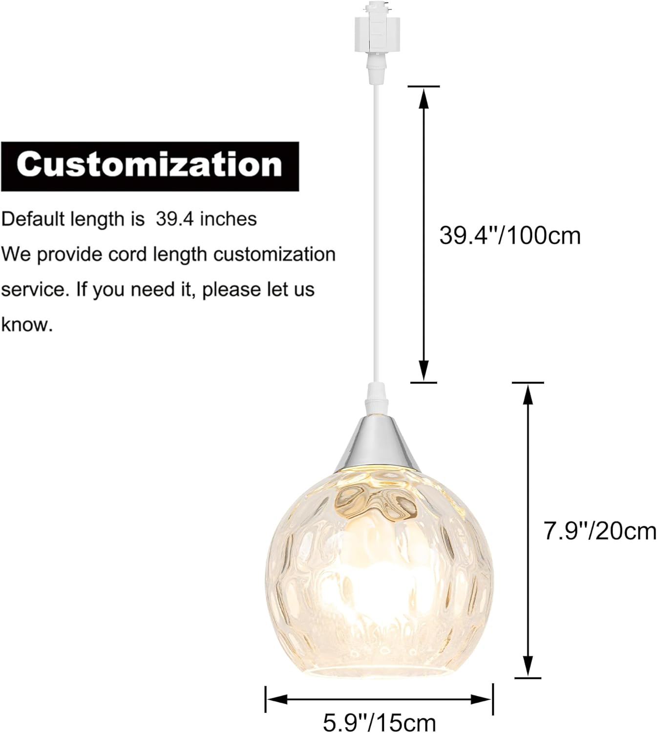 Kiven H-Type Track Lighting Pendants,Dimmable Modern h Track Pendant Lights with Art Glass Lampsade,Decorative Track Lighting Fixture for Hallway Kitchen Island TB3602