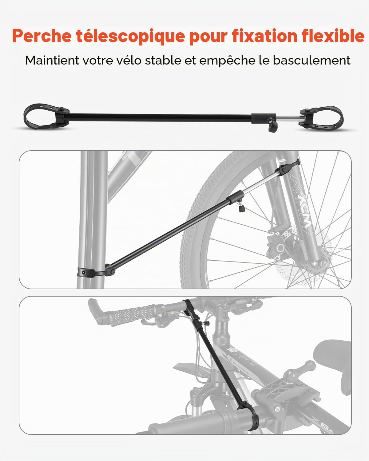 VEVOR Pied d'atelier vélo pliable, hauteur réglable 1035-1630 mm, support de réparation de vélo robuste, charge 38,56 kg, stand de bicyclettes avec plateau à outils magnétique, pour VTT et vélos route