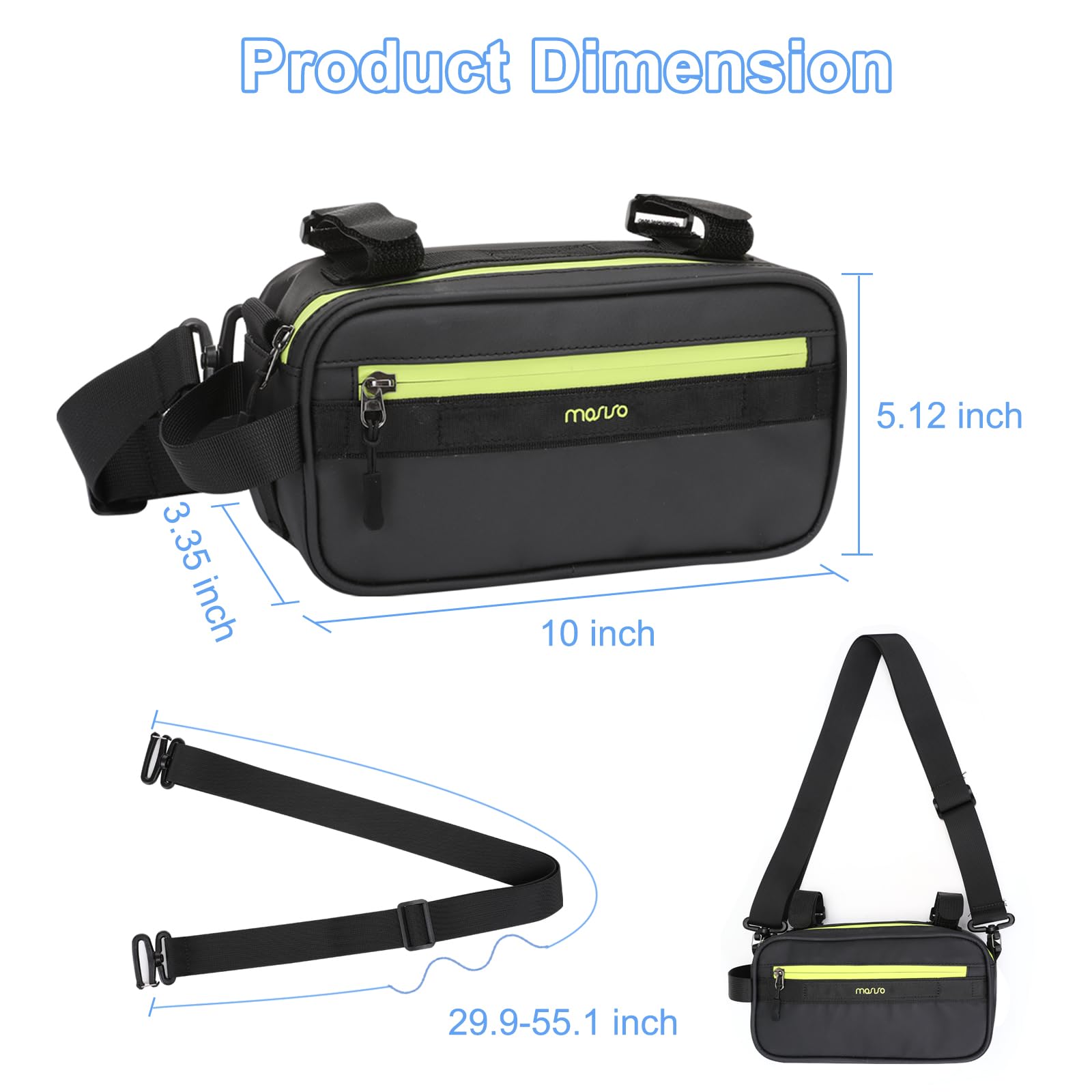 MOSISO Bike Handlebar Bag, Bicycle Frame Case, Multifunctional Waterproof Cycling Front Pouch with Shoulder Strap, Bike Crossbar Front Bag Storage Tool Bag for Women Men Road Mountain Cycling, Green