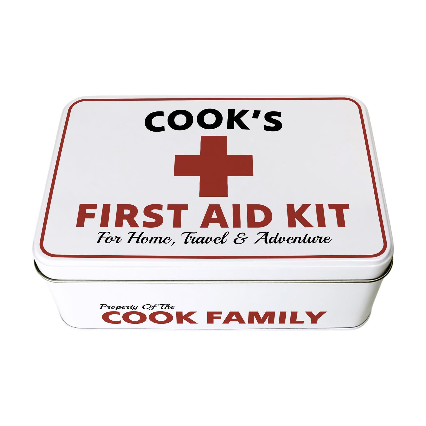 Purely Home Personalised Home First Aid Tin - Medical Storage Box Organiser, Rectangular Metal Case 195 X 125 X 75Mm