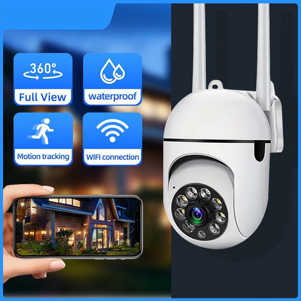 Geuxe 5G WiFi 360° Surveillance Cameras Tracking Full Color Night Vision Security Protection Motion Outdoor Camera US Plug
