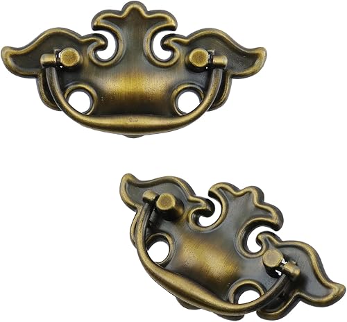 2.52 pulgadas de agujero central de gabinete tirador vintage cajón, pomos de tirador de anillo de caída, paquete de 2 con tornillos