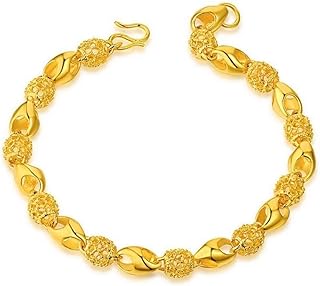 CS-DB 24K Gold Real 24K Yellow Gold Filled Bangle Noble Bracelet Chain Women Hollow Beads Real Fashion
