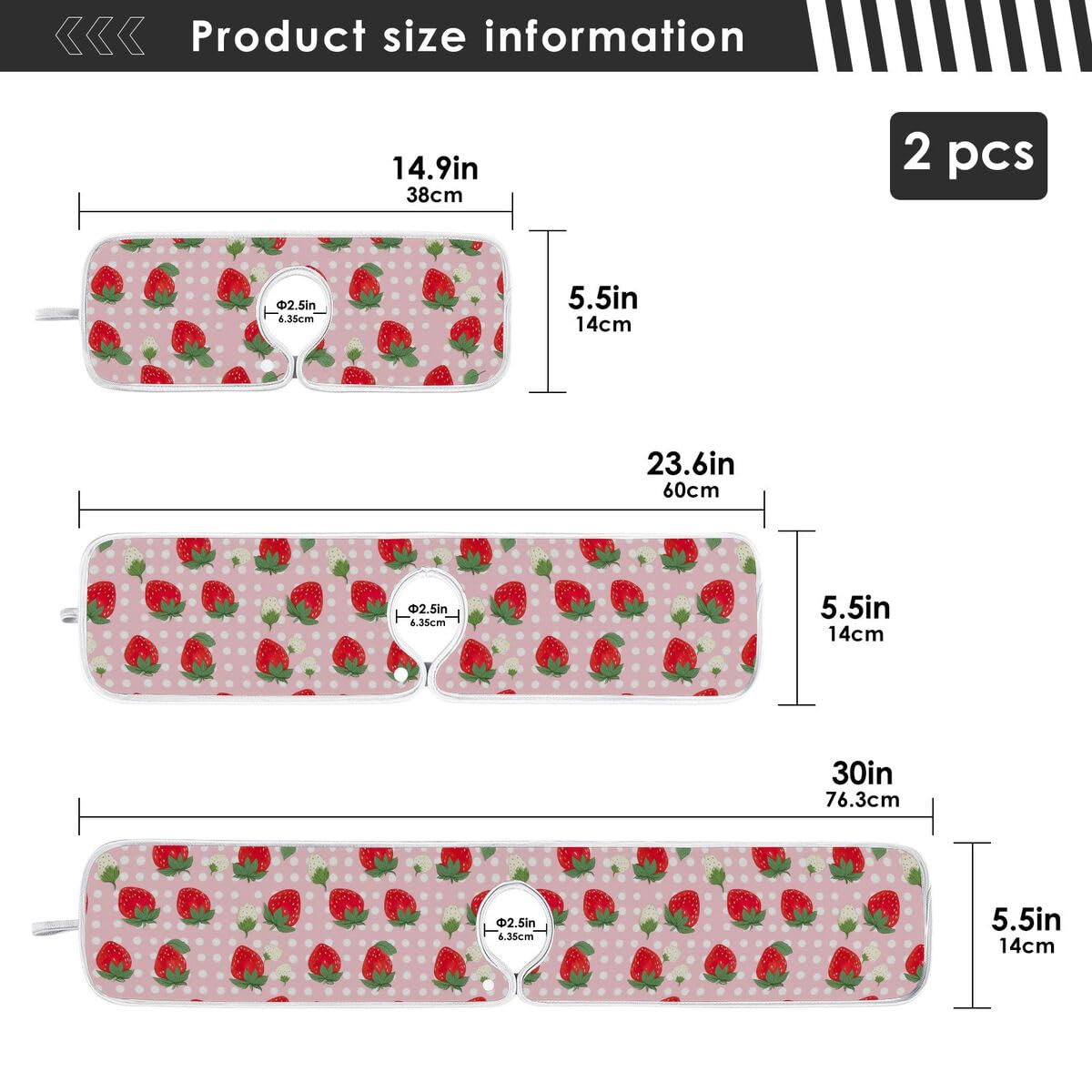 FULUHUAPIN 2 Pack Strawberry Kitchen Faucet Splash Catcher Absorbent Mat, Polyester Sponges Machine Washable Quick Dry Drying Mat, Sink Accessories 30'' x 5'' 20324249