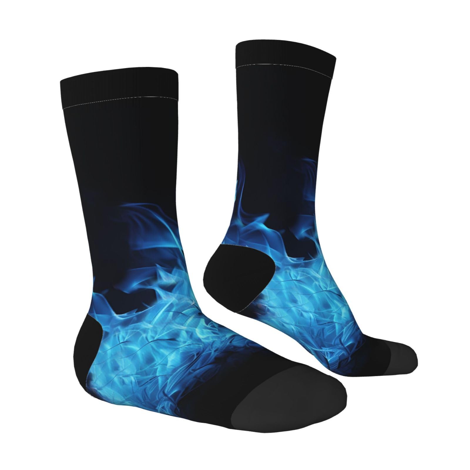 LZQPOEAS Blue Flame Athletic Socks Unisex Cushioned Crew Socks Hiking Running Calf Sock Soft Above Ankle Sock