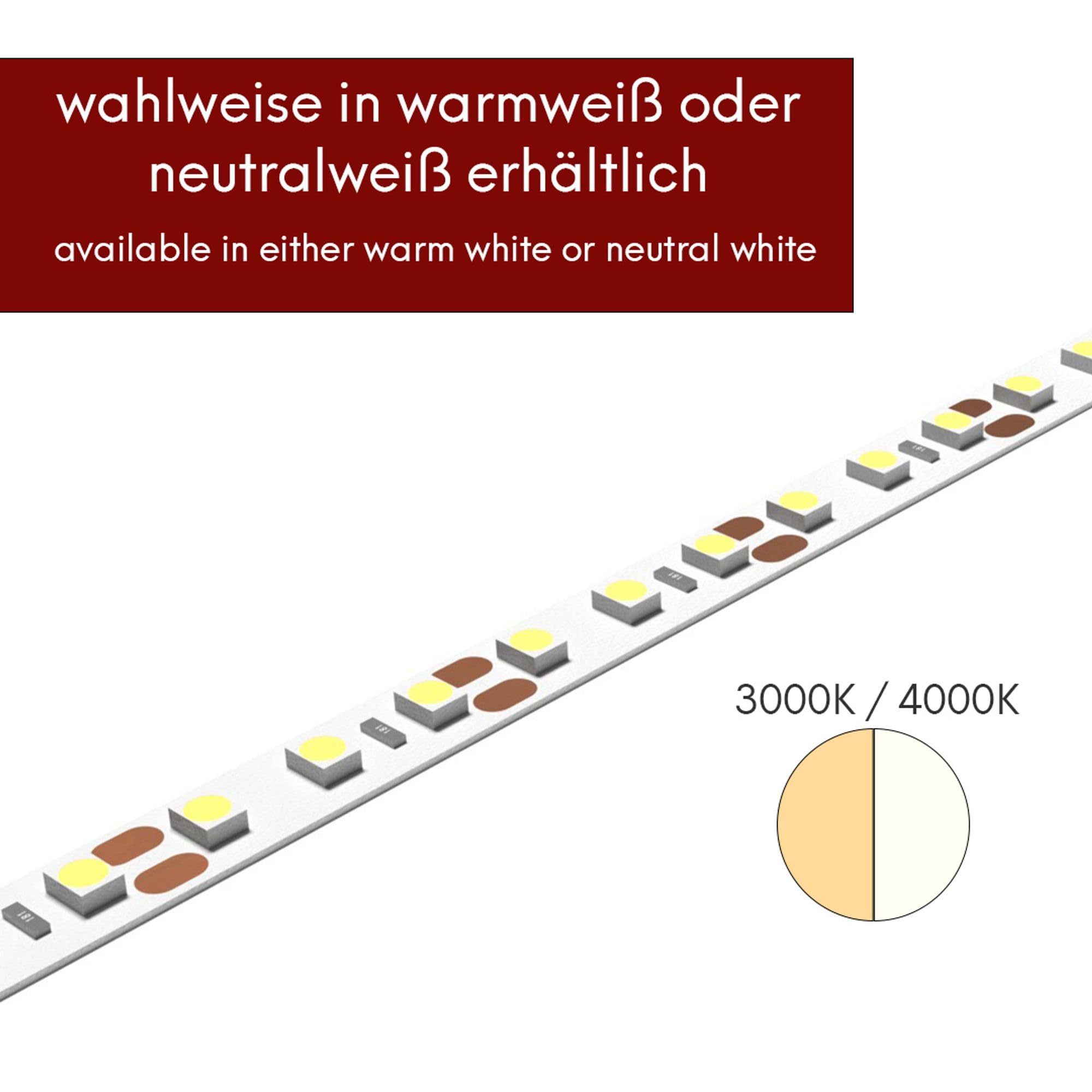 kalb | LED Streifen 5m Rolle 12V DC 5W/m selbstklebend flexibel für indirekte Beleuchtung 120 LED/m 8mm Breite energieeffizientes Lichtband für DIY Projekte und Möbelbeleuchtung (3000K warmweiß)