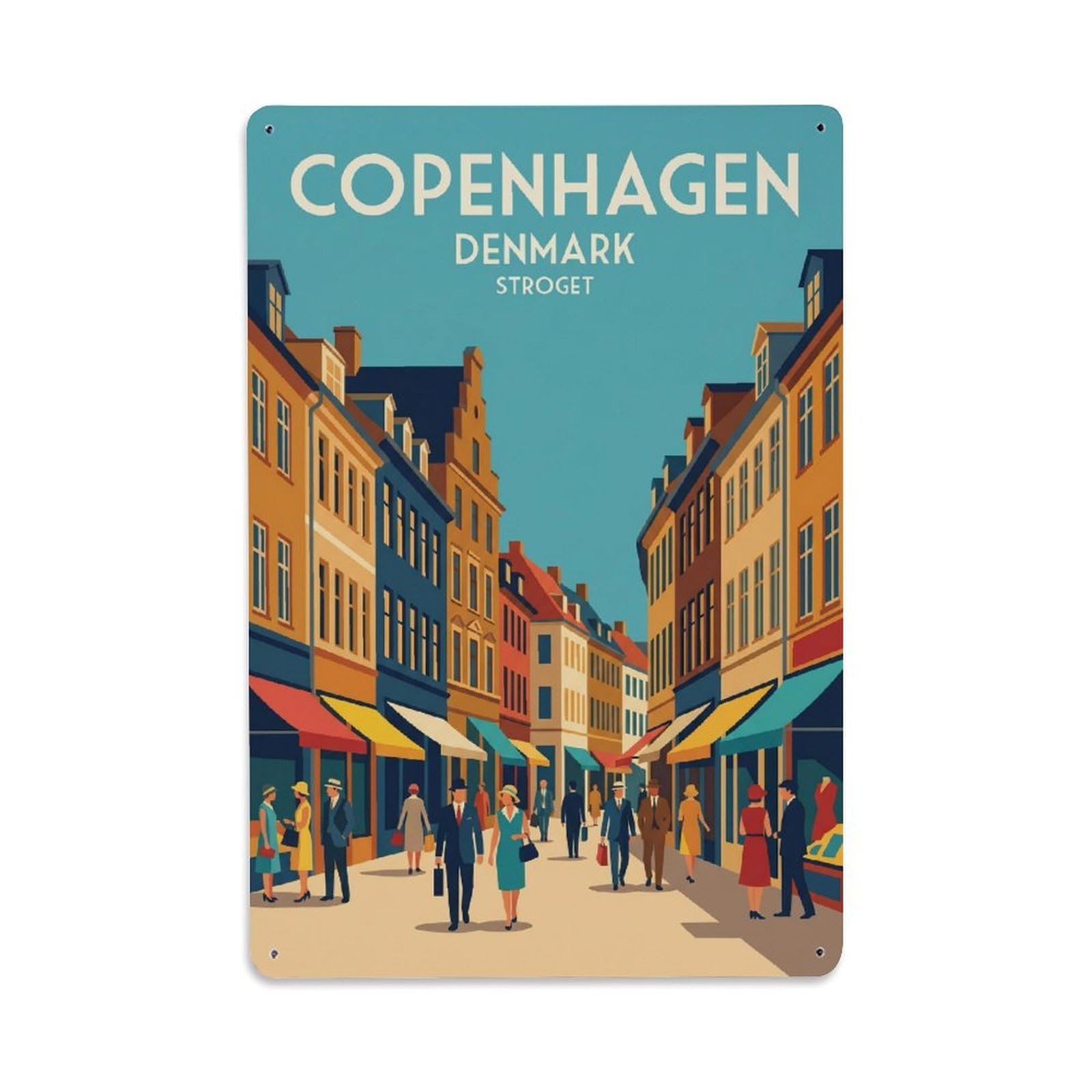 Este 8X12inch Style Vintage Travel Copenhagen Denmark Oasis Metal Tin Sign