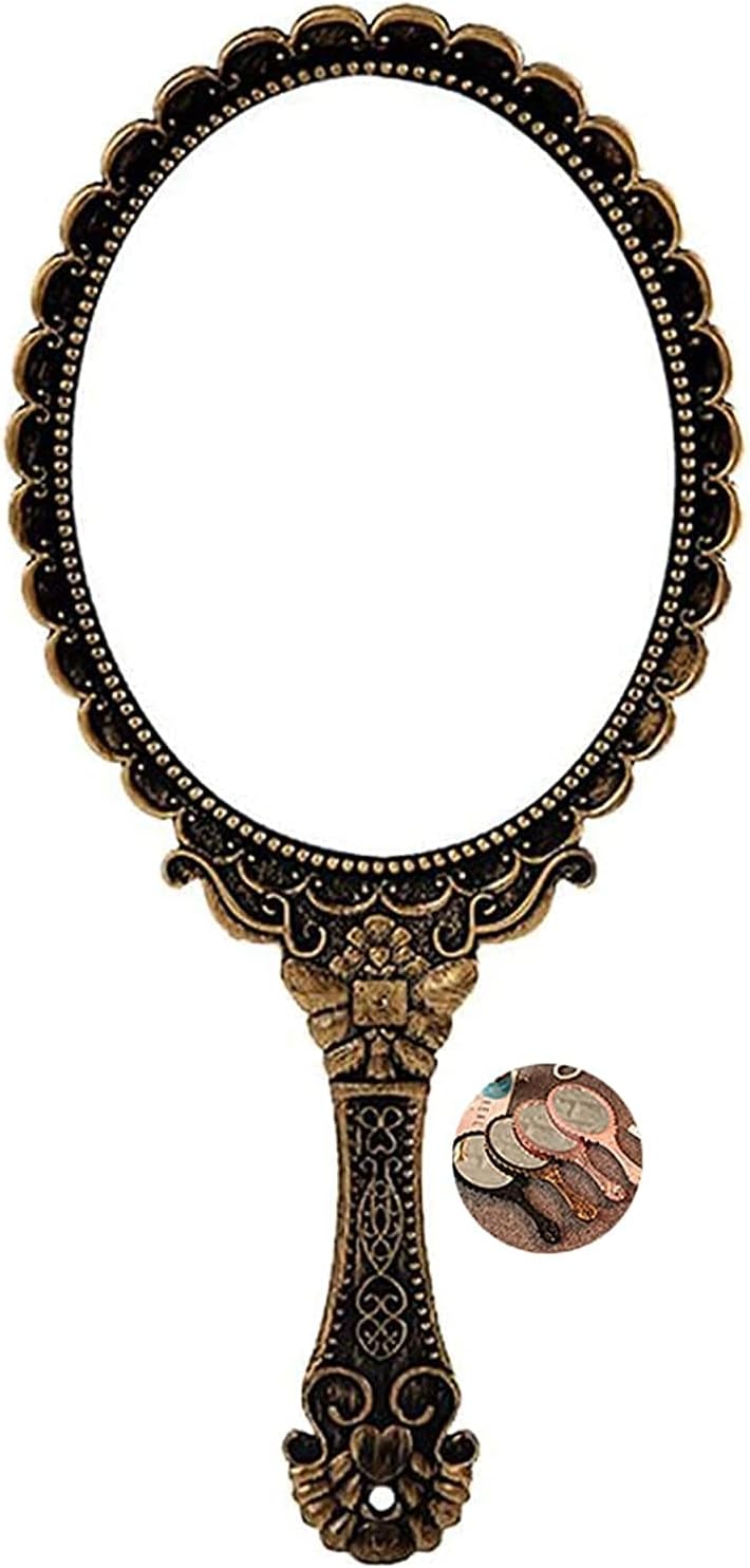 ミラー ハンドヘルドミラー ヴィンテージパターン ハンドル メイク