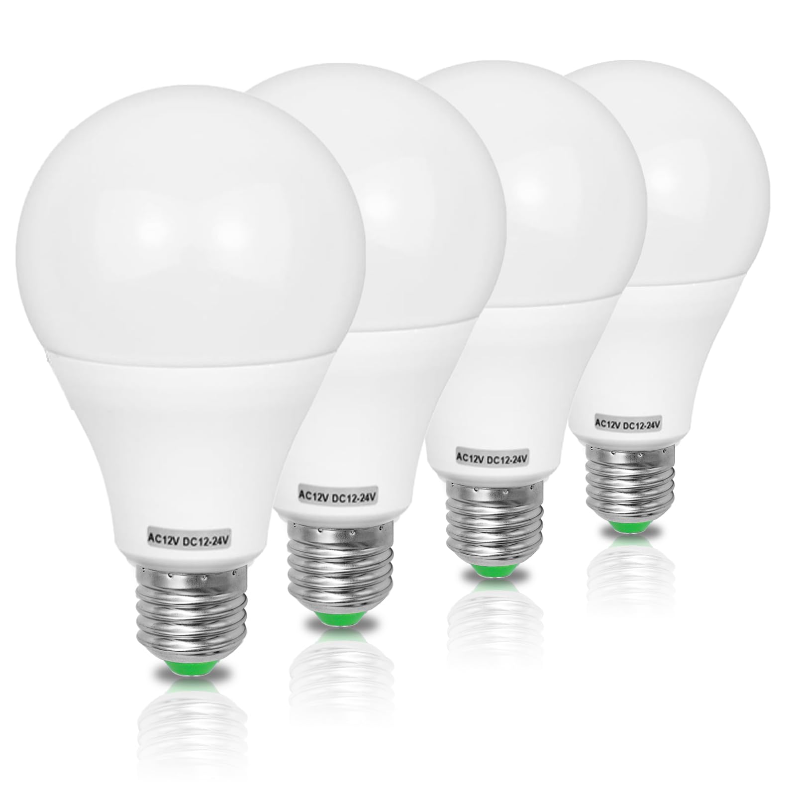 ZHENMING 12 Volt Bulb E27 LED Light Bulb 7W Equal 70W A50 GLS ES Globe Bulb 12V Low Voltage for Off Grid Solar Lighting Marine Boat Lighting Camper Warm White 2700K - Pack of 4