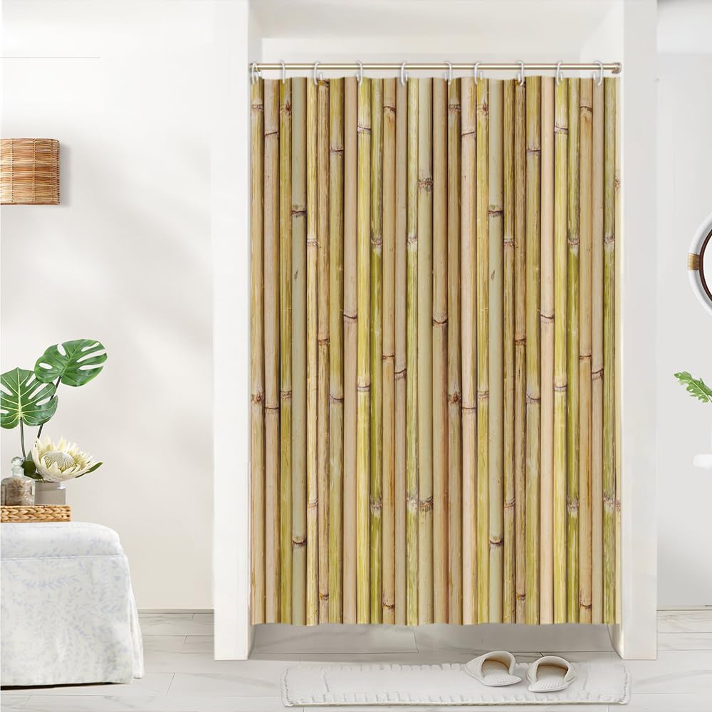 Cortina de Ducha de Hoja Eucalipto, Cortinas de Ducha Verde Oro Abstracto Planta Cortinas de Baño Antimoho Impermeable Lavable Tejido de Poliéster Cortina Ducha con 12 Ganchos 120x200cm — view 16