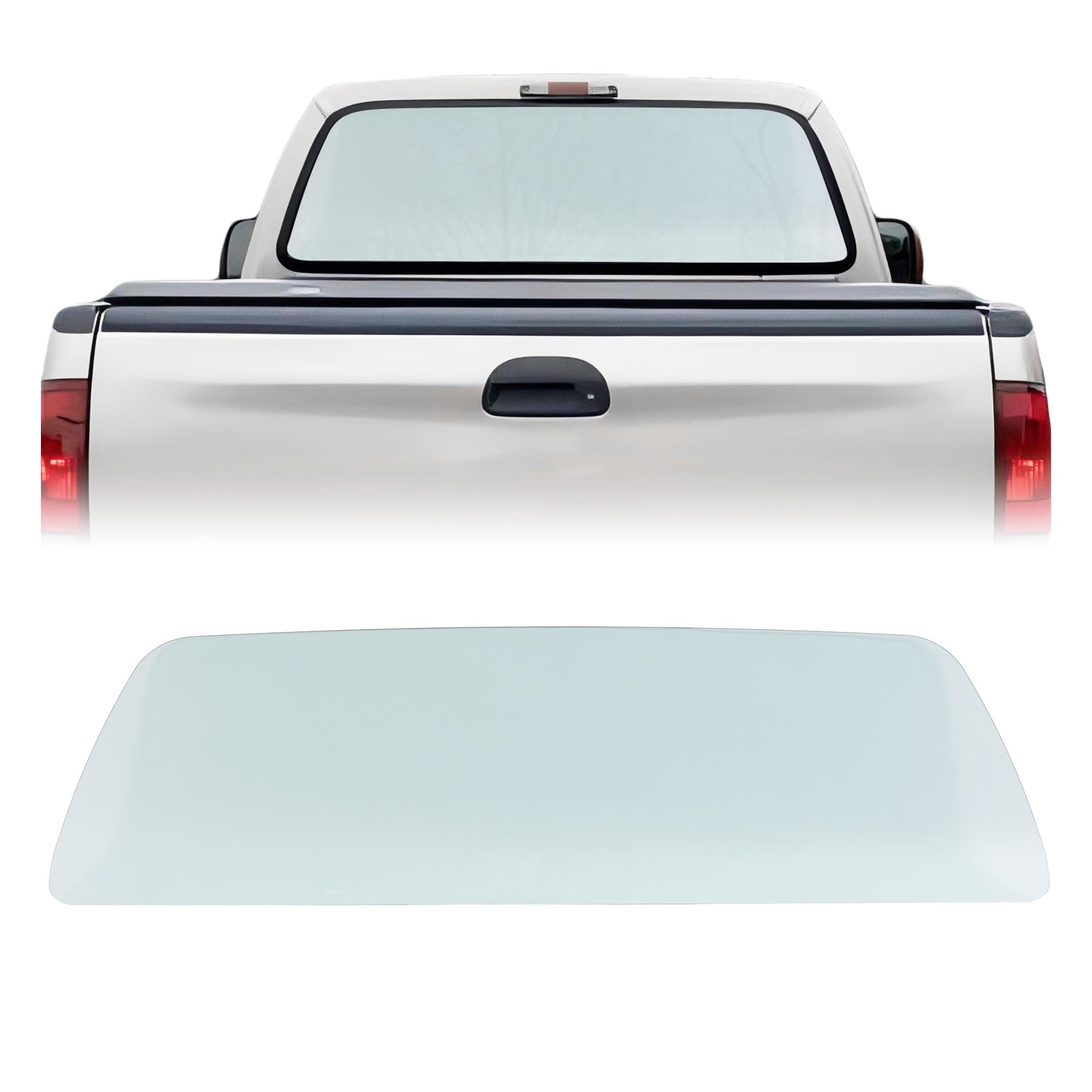 KUAFU Back Window Back Glass Compatible with 1999-2007 Ford F Series F250 F350 F450 F550 F650 F750 Light Green Rear Window Glass Stationary