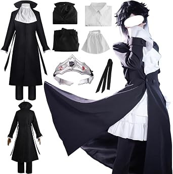 Men Ryunosuke Akutagawa Costume Black Uniform Halloween Outfit