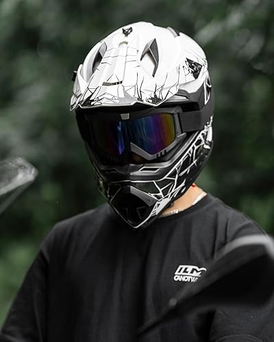 Miniatura 6 de ILM - Cascos para bicicleta de tierra para adultos, hombres y mujeres, para motocross, ATV, todoterreno, con gafas, guantes, máscara, modelo DOT