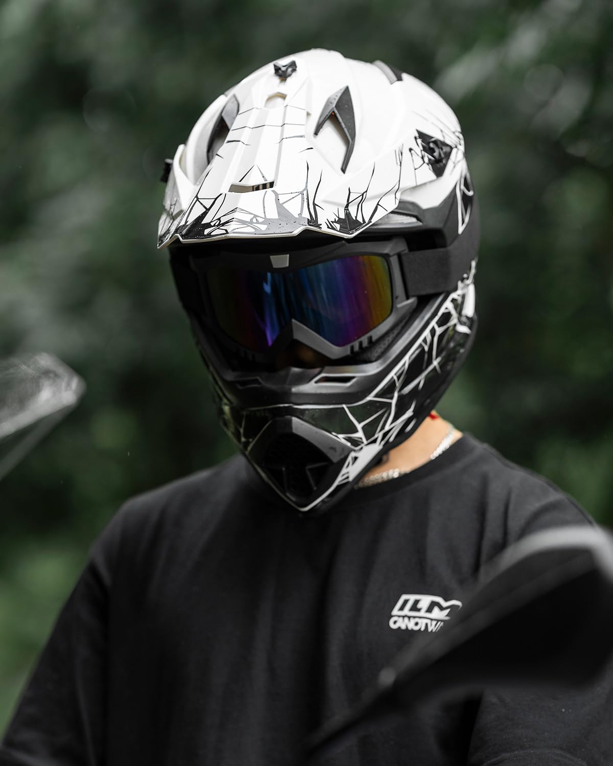 ILM Adulte Casque Moto Homme Femme Motocross Full Face Cycliste Dirt Bike ATV Off Road Go Kart avec Lunettes Gants Masque Homologué ECE22.06 Dot Modèle WS-901