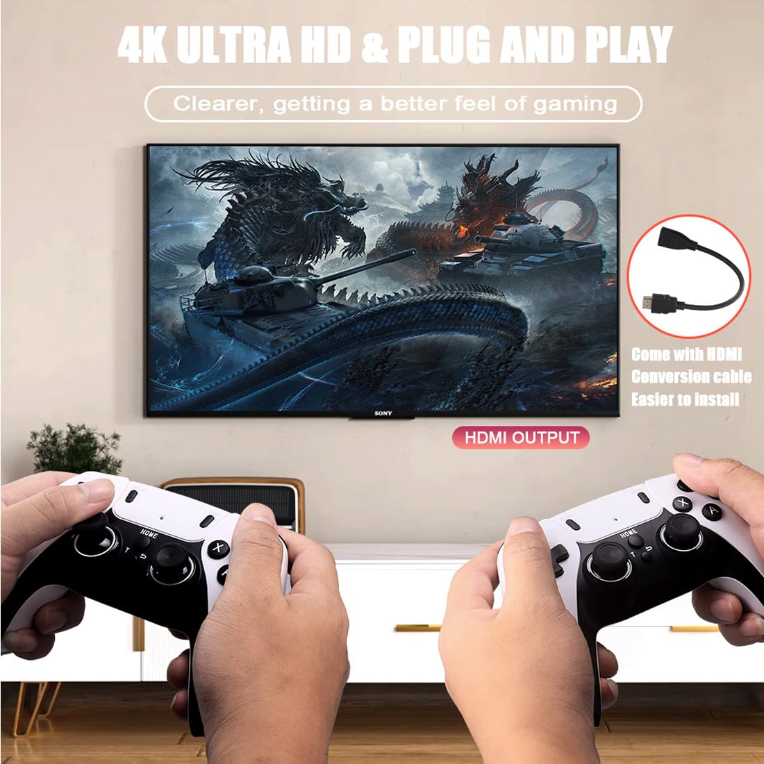 GD10 Pro – Console Retro 40000+ Jeux, 2 Manettes Sans Fil, 4K HDMI
