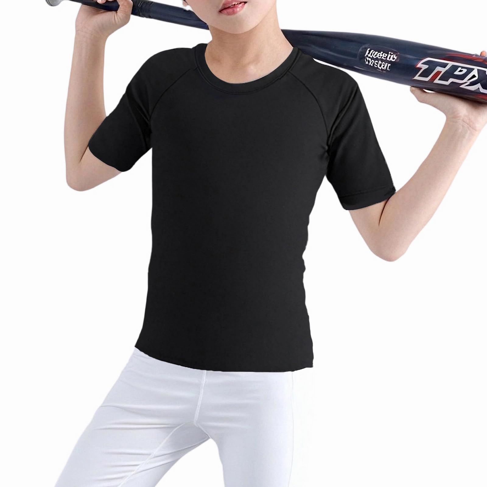 Maglietta a Compressione Bambino Manica Corta Asciugatura Rapida Intimo Sportivo Strato Base T Shirt Calcio Corsa Palestra