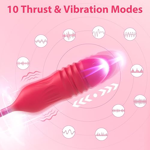 Miniatura 3 de Estimulador sexual rosa para mujeres, vibrador 4 en 1 para lamer el clítoris, consolador de empuje, enchufe anal con 10 modos, juguetes sexuales