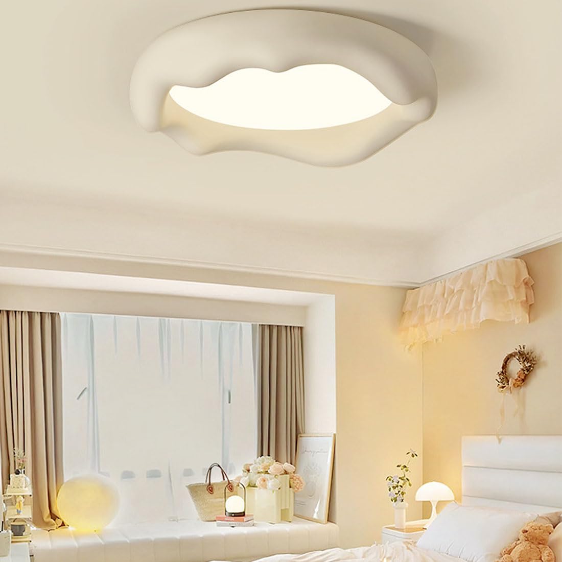 Lampa sufitowa LED, skandynawski kremowy styl, przytulna góra lodowa, pełne spektrum, pielęgnacja oczu, lampy i meble do pokoju dziecięcego, do gabinetu, lampy do sypialni, biała, 55 cm