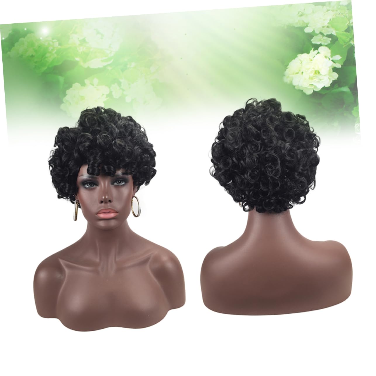 FOMIYES Lot De 2 Perruques Courtes Et Bouclées Pour Femme Longueur Niveau De La Mâchoire Pour Un Usage Quotidien Et Les Fêtes
