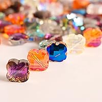 Vista 2 de 100 cuentas de trébol de cristal checo coloridas de 0.472 in, cuentas de trébol de la suerte, cuentas espaciadoras perforadas de vidrio para hacer