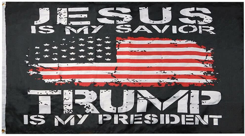 Jesus Is My Savior Trump Is My President 3'X5 Flag Double Sided Rough Tex® 100D, Heavy duty, Premium Quality, Fade Resistant, Flag/Banner