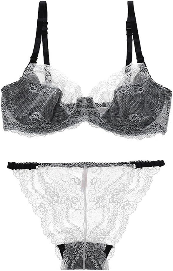 Women's Thin Transparent Lace Lingerie Set Large Breasts Show Small Anti-sag Size Bra Bra