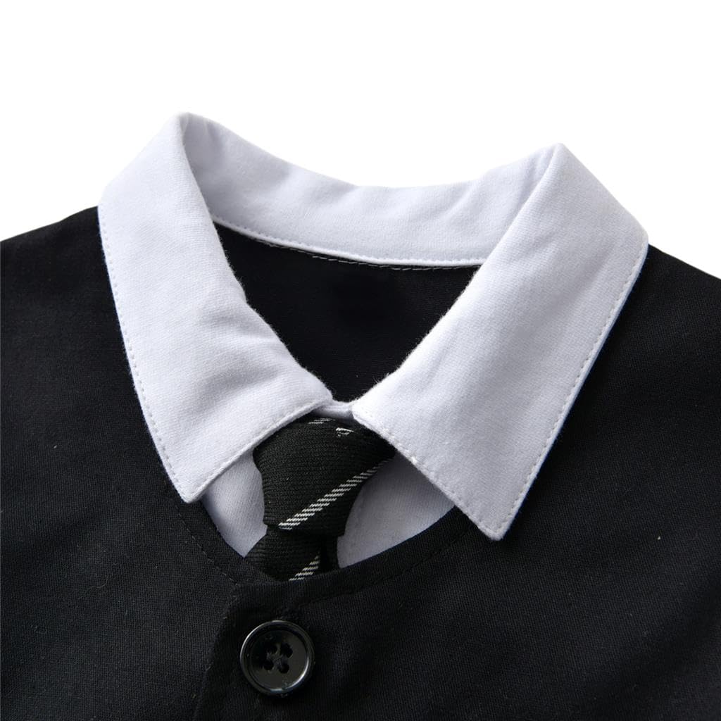 Lito Angels Esmoquin Mono Mameluco Trajes Formal con Sombrero Gorra para Bebe Niños Talla 3-24 Meses, Negro Caqui